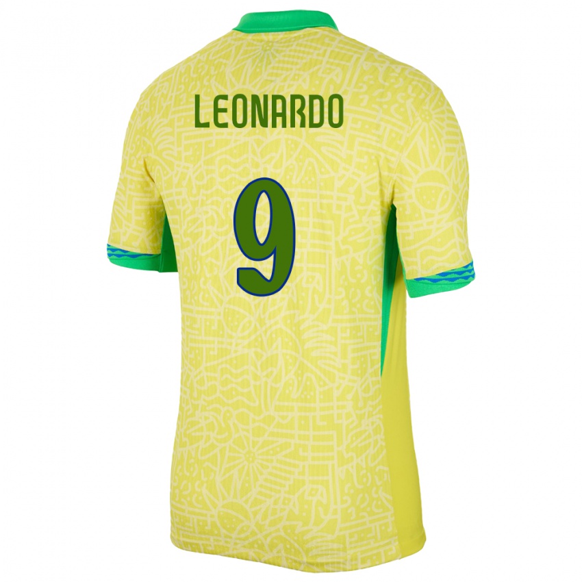 Kinder Brasilien Marcos Leonardo #9 Gelb Heimtrikot Trikot 24-26 T-Shirt Schweiz