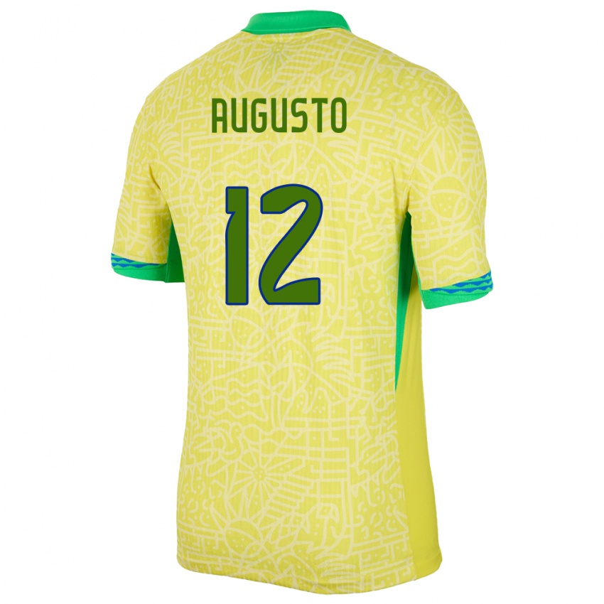 Kinder Brasilien Cesar Augusto #12 Gelb Heimtrikot Trikot 24-26 T-Shirt Schweiz
