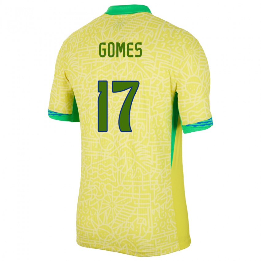Enfant Maillot Brésil William Gomes #17 Jaune Tenues Domicile 24-26 T-Shirt Suisse