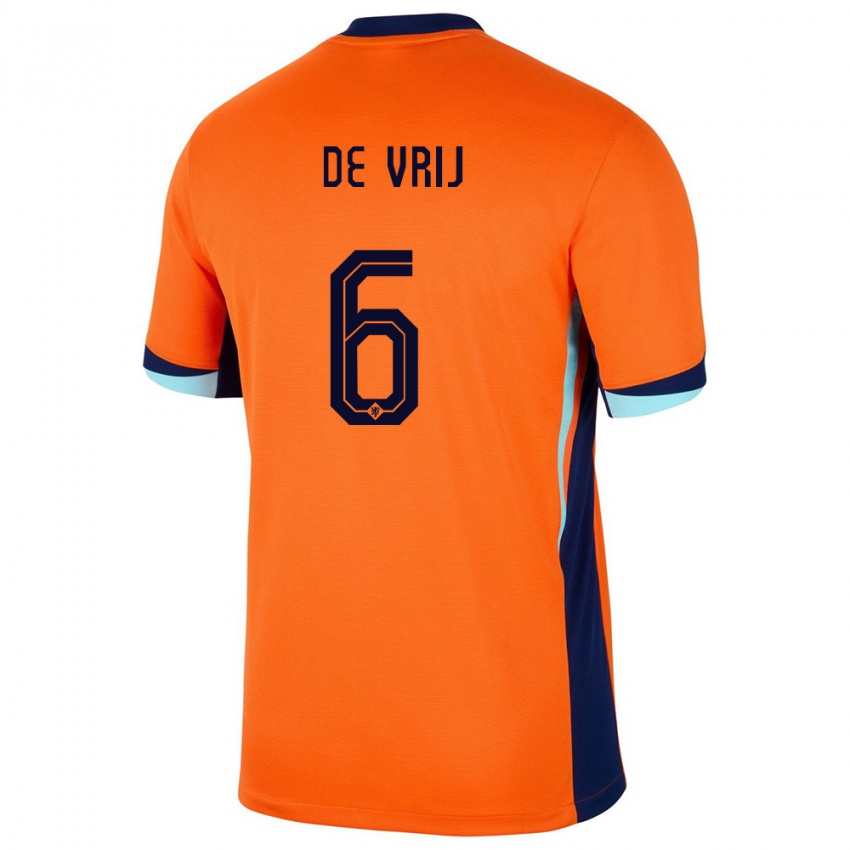 Kinder Niederlande Stefan De Vrij #6 Orange Heimtrikot Trikot 24-26 T-Shirt Schweiz