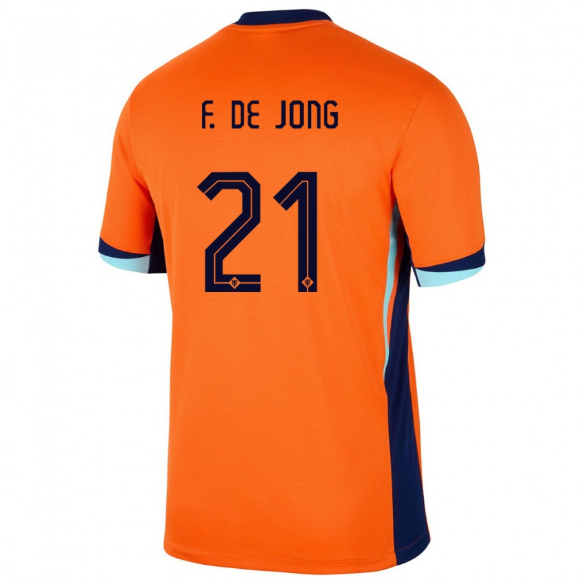 Kinder Niederlande Frenkie De Jong #21 Orange Heimtrikot Trikot 24-26 T-Shirt Schweiz