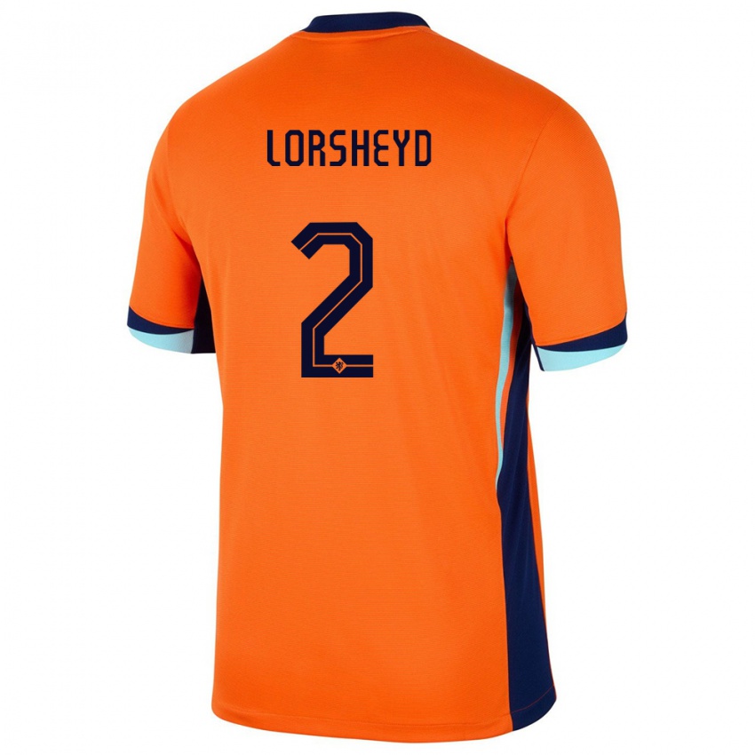 Kinder Niederlande Barbara Lorsheyd #2 Orange Heimtrikot Trikot 24-26 T-Shirt Schweiz