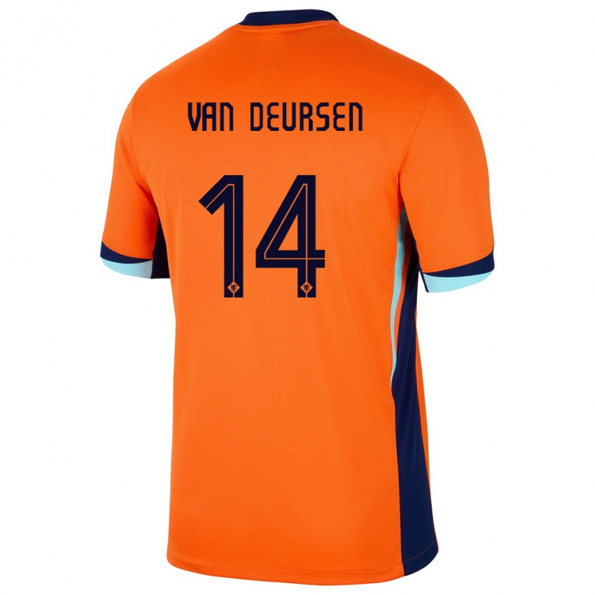 Kinder Niederlande Eva Van Deursen #14 Orange Heimtrikot Trikot 24-26 T-Shirt Schweiz
