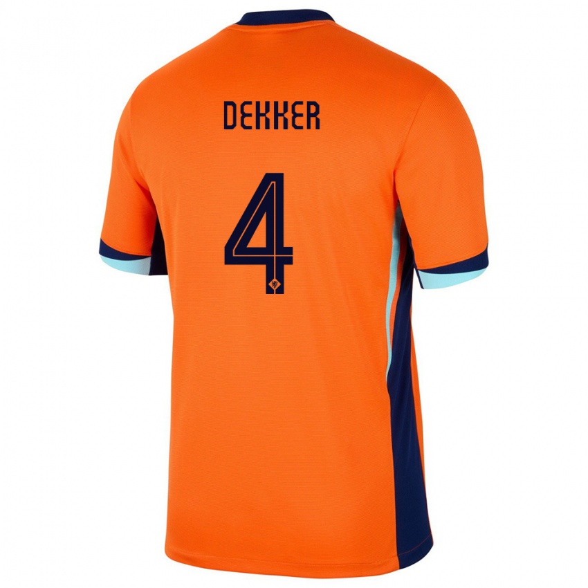Kinder Niederlande Maxim Dekker #4 Orange Heimtrikot Trikot 24-26 T-Shirt Schweiz