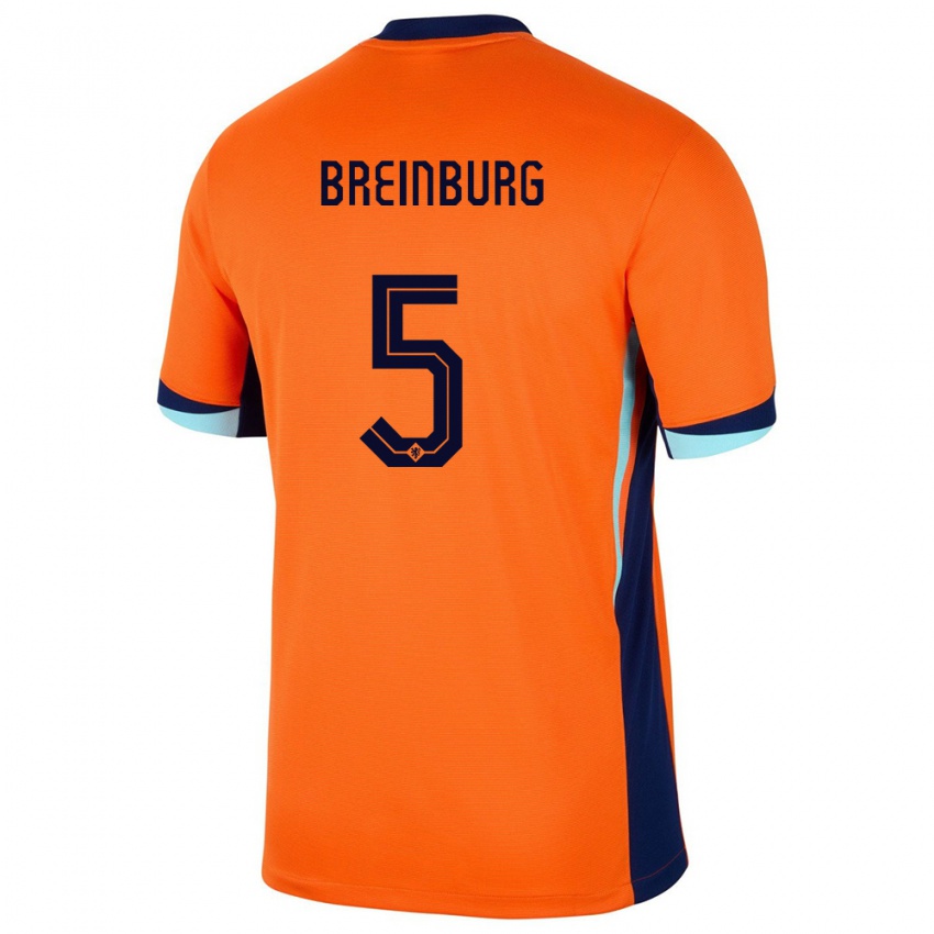 Kinder Niederlande Rainey Breinburg #5 Orange Heimtrikot Trikot 24-26 T-Shirt Schweiz