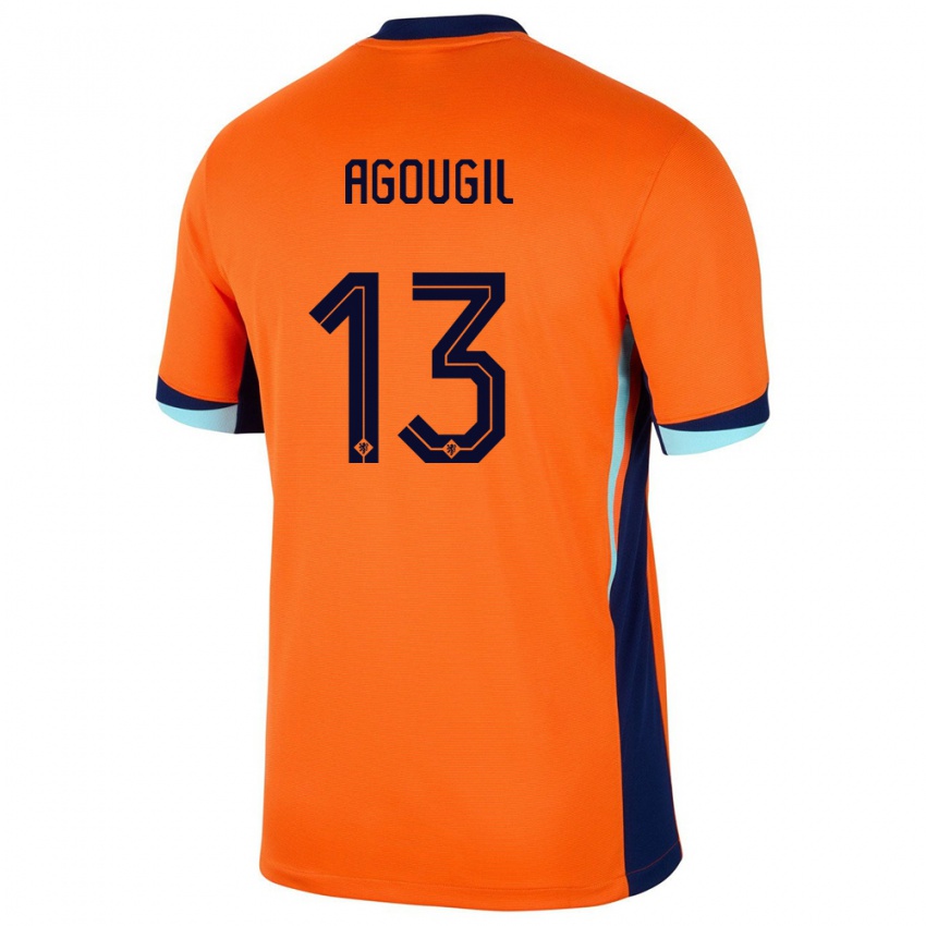 Kinder Niederlande Oualid Agougil #13 Orange Heimtrikot Trikot 24-26 T-Shirt Schweiz