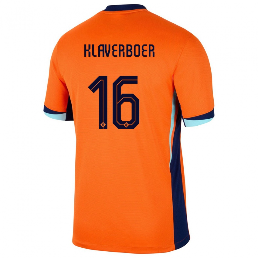 Enfant Maillot Pays-Bas Bernt Klaverboer #16 Orange Tenues Domicile 24-26 T-Shirt Suisse