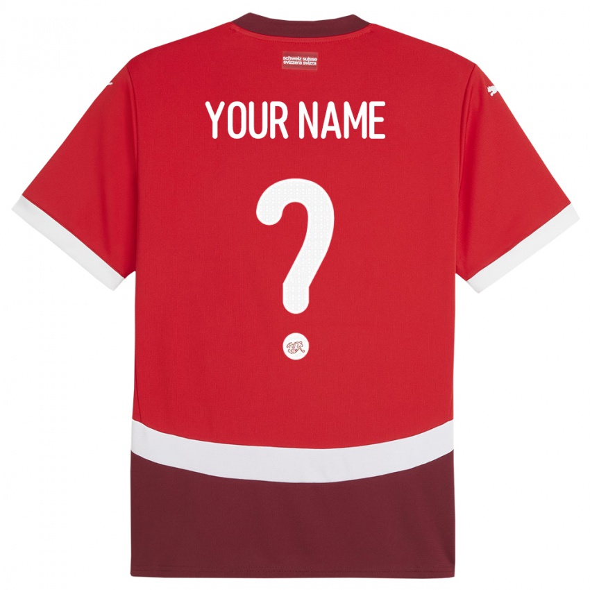 Enfant Maillot Suisse Votre Nom #0 Rouge Tenues Domicile 24-26 T-Shirt Suisse
