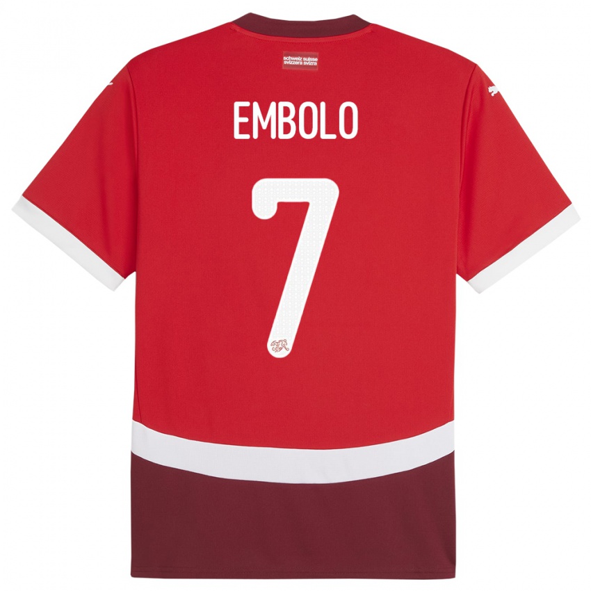 Enfant Maillot Suisse Breel Embolo #7 Rouge Tenues Domicile 24-26 T-Shirt Suisse
