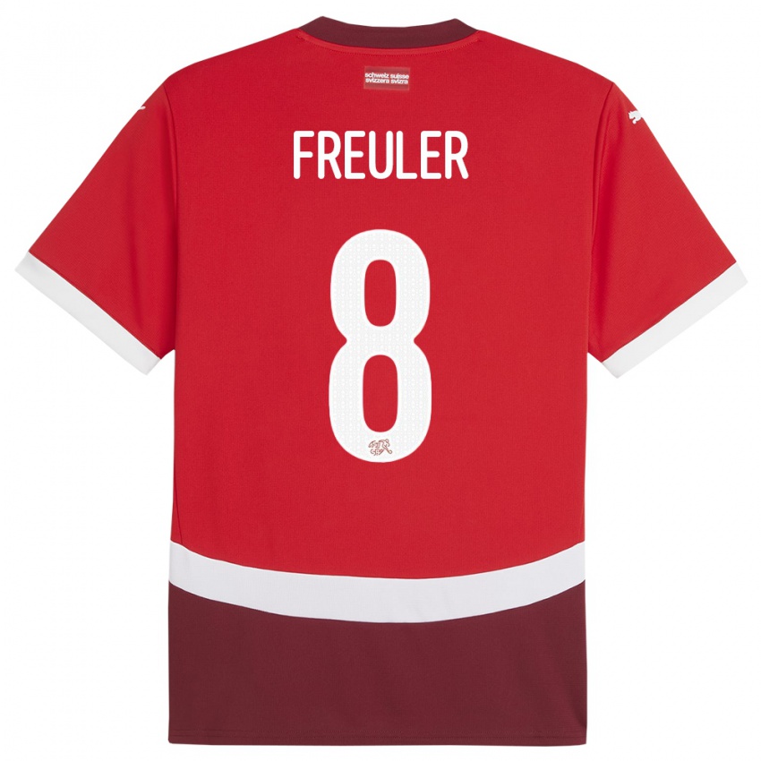 Kinder Schweiz Remo Freuler #8 Rot Heimtrikot Trikot 24-26 T-Shirt Schweiz