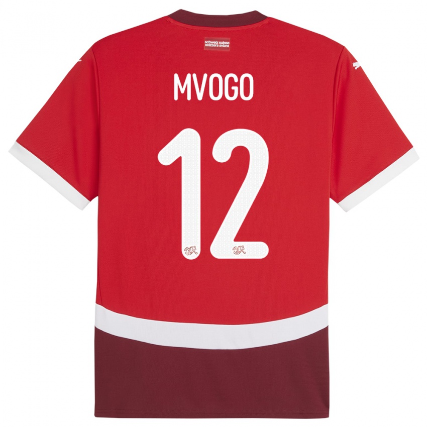 Kinder Schweiz Yvon Mvogo #12 Rot Heimtrikot Trikot 24-26 T-Shirt Schweiz
