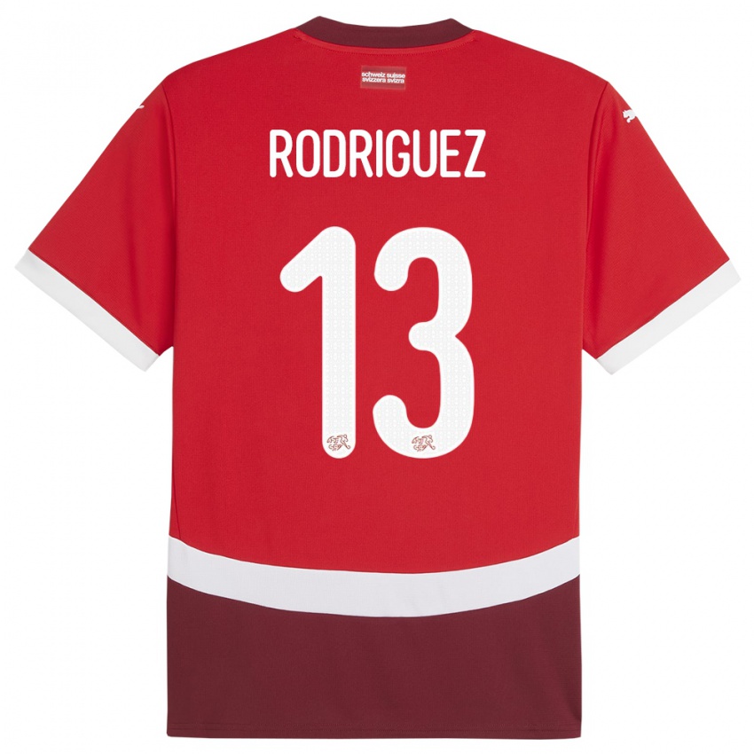 Kinder Schweiz Ricardo Rodriguez #13 Rot Heimtrikot Trikot 24-26 T-Shirt Schweiz