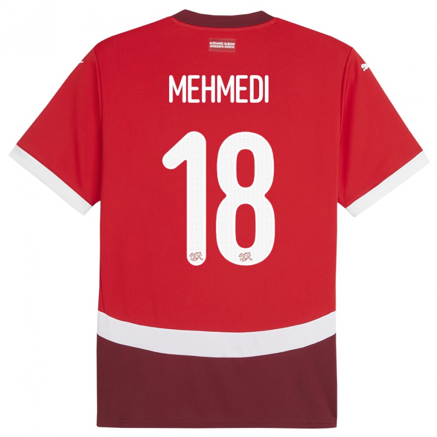 Enfant Maillot Suisse Admir Mehmedi #18 Rouge Tenues Domicile 24-26 T-Shirt Suisse