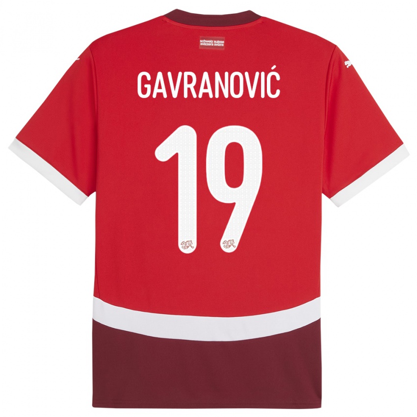 Kinder Schweiz Mario Gavranovic #19 Rot Heimtrikot Trikot 24-26 T-Shirt Schweiz