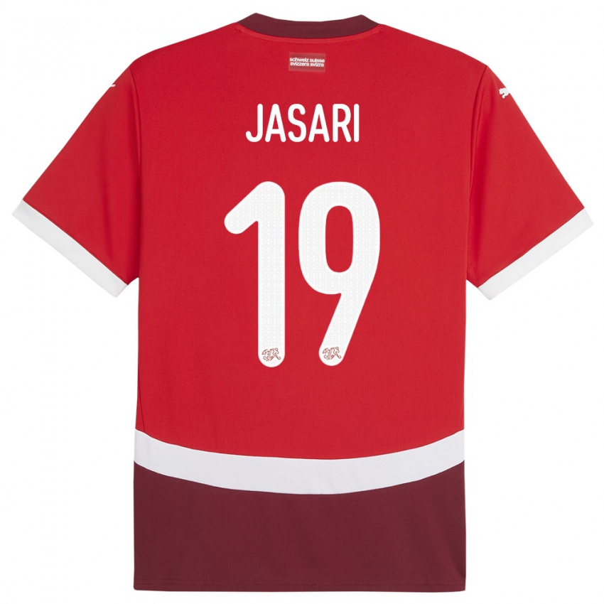 Enfant Maillot Suisse Ardon Jasari #19 Rouge Tenues Domicile 24-26 T-Shirt Suisse