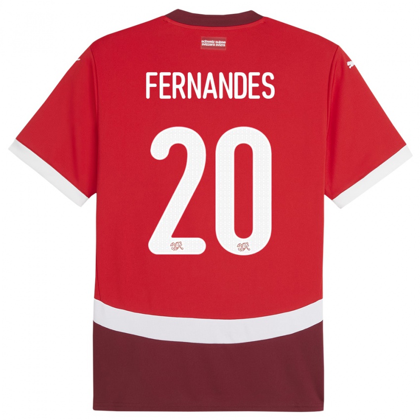Enfant Maillot Suisse Edimilson Fernandes #20 Rouge Tenues Domicile 24-26 T-Shirt Suisse