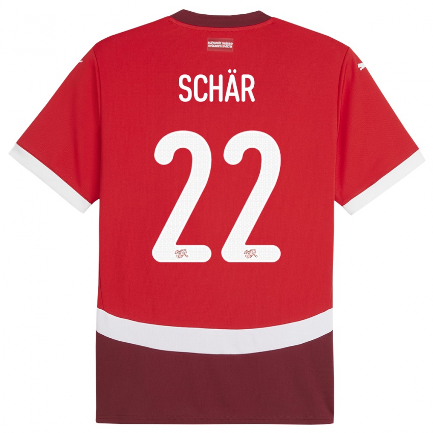 Enfant Maillot Suisse Fabian Schar #22 Rouge Tenues Domicile 24-26 T-Shirt Suisse