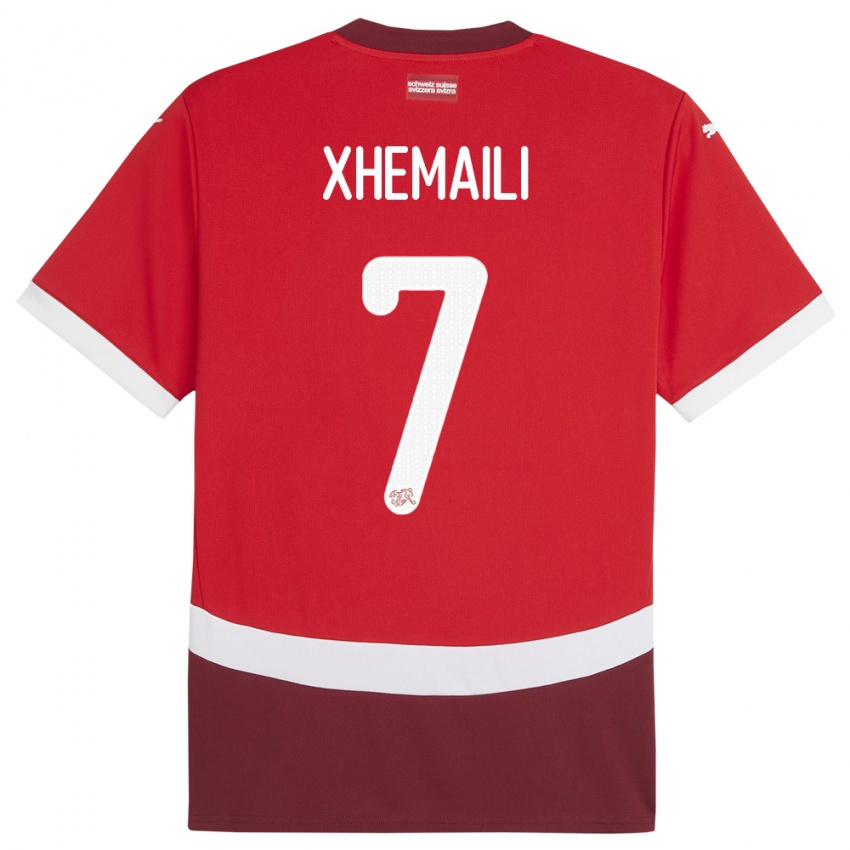 Kinder Schweiz Riola Xhemaili #7 Rot Heimtrikot Trikot 24-26 T-Shirt Schweiz