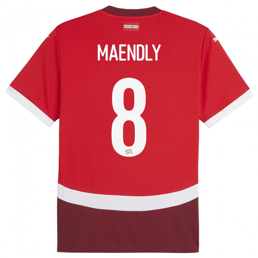 Kinder Schweiz Sandy Maendly #8 Rot Heimtrikot Trikot 24-26 T-Shirt Schweiz