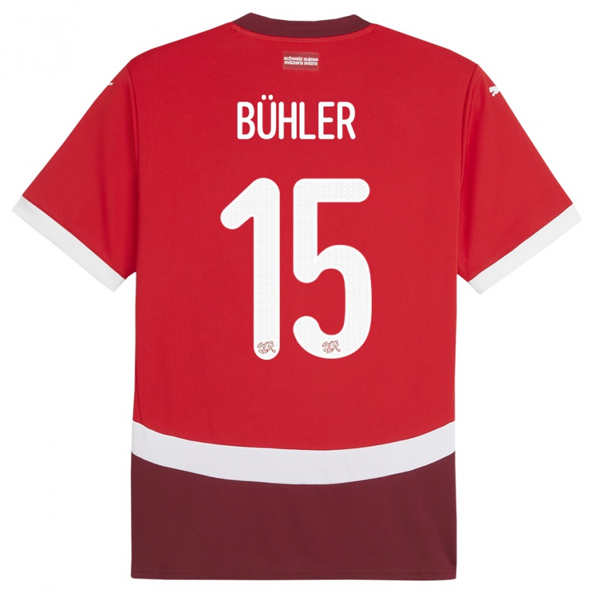 Kinder Schweiz Luana Buhler #15 Rot Heimtrikot Trikot 24-26 T-Shirt Schweiz