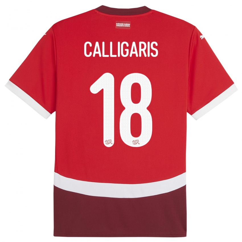 Kinder Schweiz Viola Calligaris #18 Rot Heimtrikot Trikot 24-26 T-Shirt Schweiz