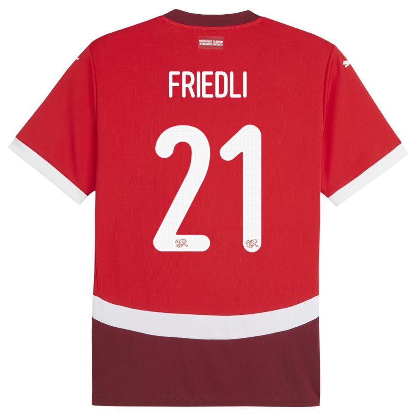 Enfant Maillot Suisse Seraina Friedli #21 Rouge Tenues Domicile 24-26 T-Shirt Suisse
