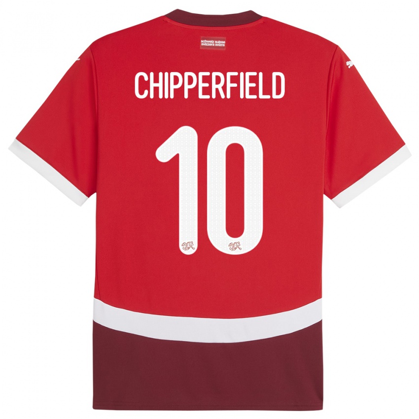 Kinder Schweiz Liam Chipperfield #10 Rot Heimtrikot Trikot 24-26 T-Shirt Schweiz