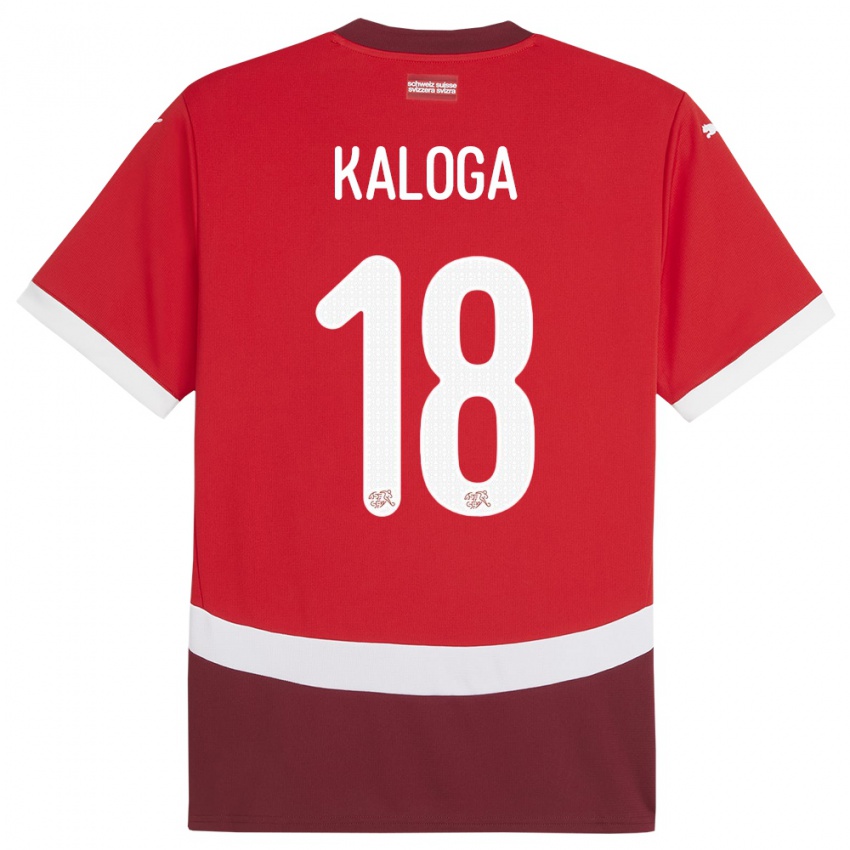 Enfant Maillot Suisse Issa Kaloga #18 Rouge Tenues Domicile 24-26 T-Shirt Suisse