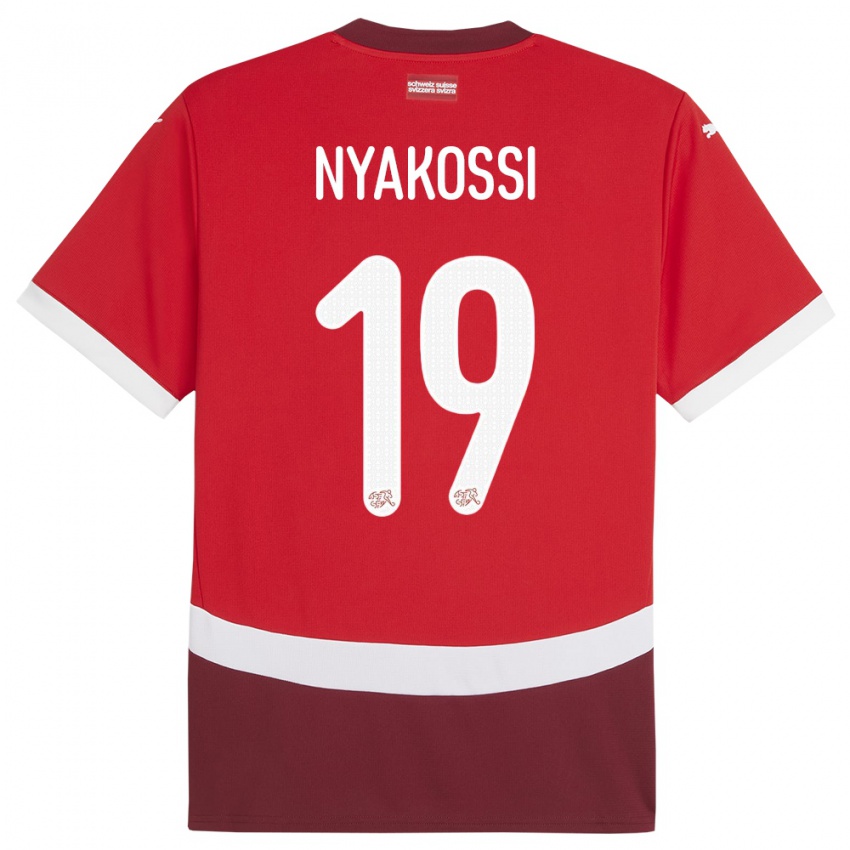Kinder Schweiz Roggerio Nyakossi #19 Rot Heimtrikot Trikot 24-26 T-Shirt Schweiz