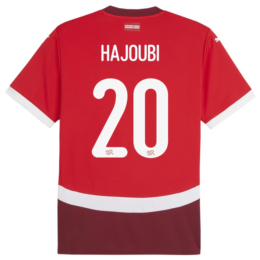 Enfant Maillot Suisse Amin Hajoubi #20 Rouge Tenues Domicile 24-26 T-Shirt Suisse