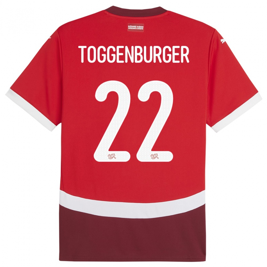 Kinder Schweiz Nando Toggenburger #22 Rot Heimtrikot Trikot 24-26 T-Shirt Schweiz