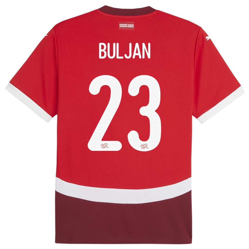 Enfant Maillot Suisse Leo Buljan #23 Rouge Tenues Domicile 24-26 T-Shirt Suisse