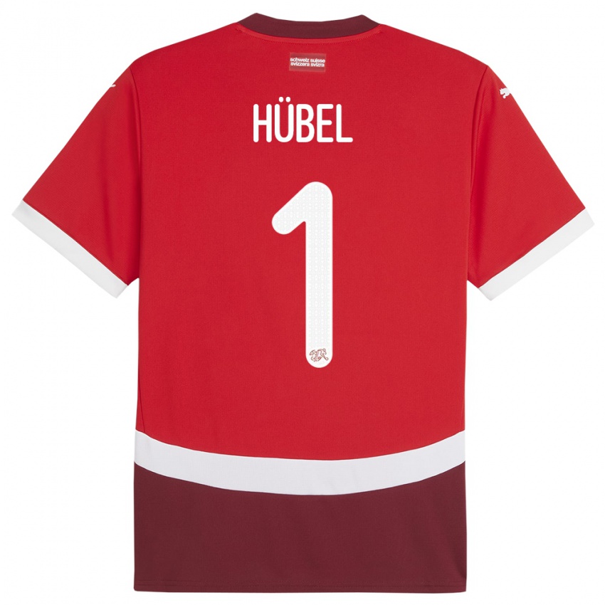 Enfant Maillot Suisse Marvin Hubel #1 Rouge Tenues Domicile 24-26 T-Shirt Suisse
