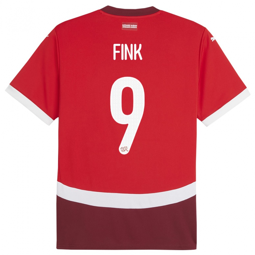 Enfant Maillot Suisse Bradley Fink #9 Rouge Tenues Domicile 24-26 T-Shirt Suisse