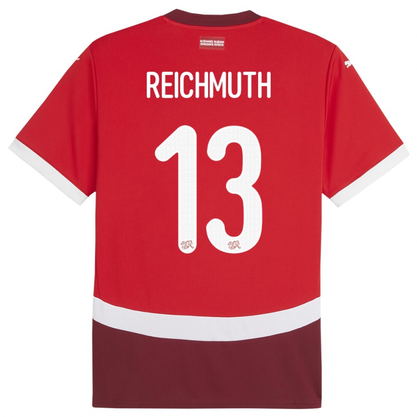 Kinder Schweiz Miguel Reichmuth #13 Rot Heimtrikot Trikot 24-26 T-Shirt Schweiz