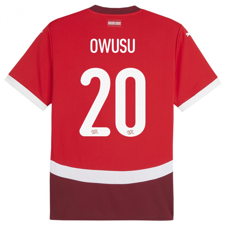 Kinder Schweiz Tyron Owusu #20 Rot Heimtrikot Trikot 24-26 T-Shirt Schweiz