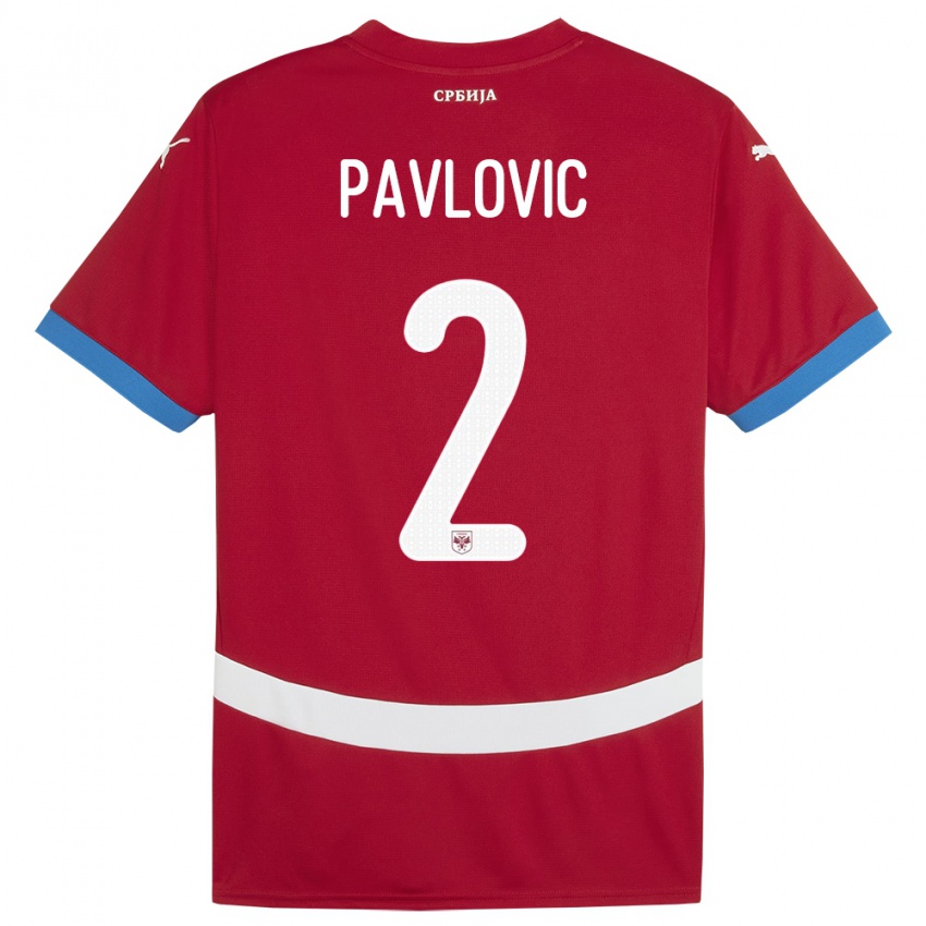 Kinder Serbien Strahinja Pavlovic #2 Rot Heimtrikot Trikot 24-26 T-Shirt Schweiz