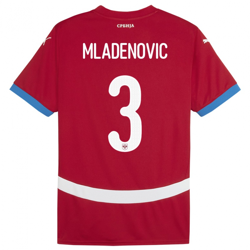 Kinder Serbien Filip Mladenovic #3 Rot Heimtrikot Trikot 24-26 T-Shirt Schweiz
