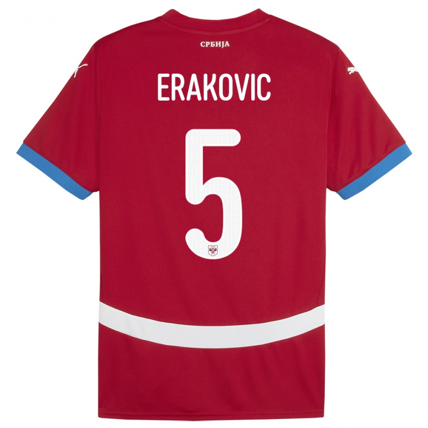 Kinder Serbien Strahinja Erakovic #5 Rot Heimtrikot Trikot 24-26 T-Shirt Schweiz