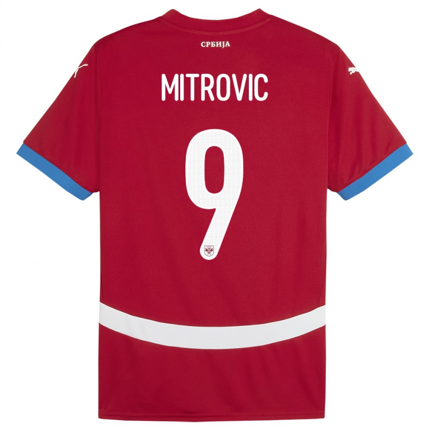 Enfant Maillot Serbie Aleksandar Mitrovic #9 Rouge Tenues Domicile 24-26 T-Shirt Suisse