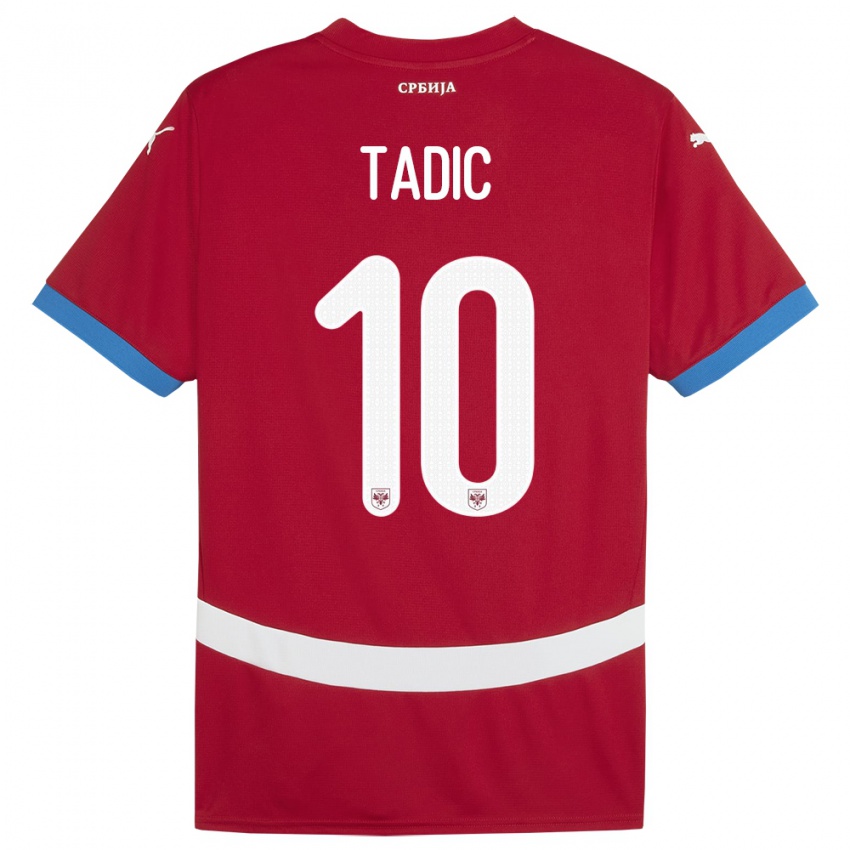 Enfant Maillot Serbie Dusan Tadic #10 Rouge Tenues Domicile 24-26 T-Shirt Suisse