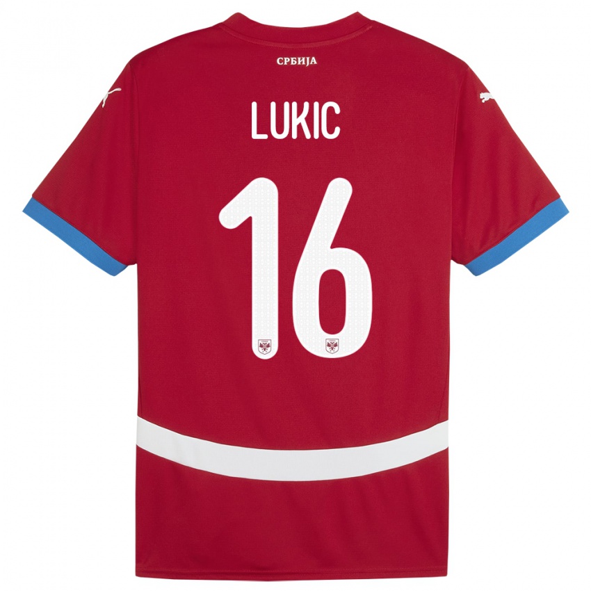 Kinder Serbien Sasa Lukic #16 Rot Heimtrikot Trikot 24-26 T-Shirt Schweiz
