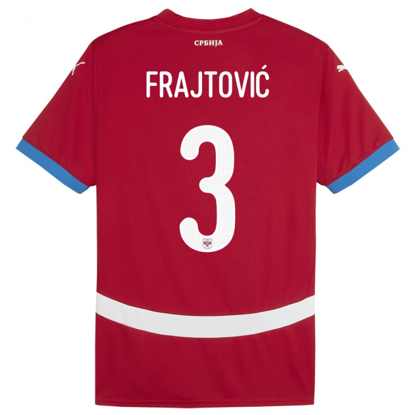 Enfant Maillot Serbie Andela Frajtovic #3 Rouge Tenues Domicile 24-26 T-Shirt Suisse
