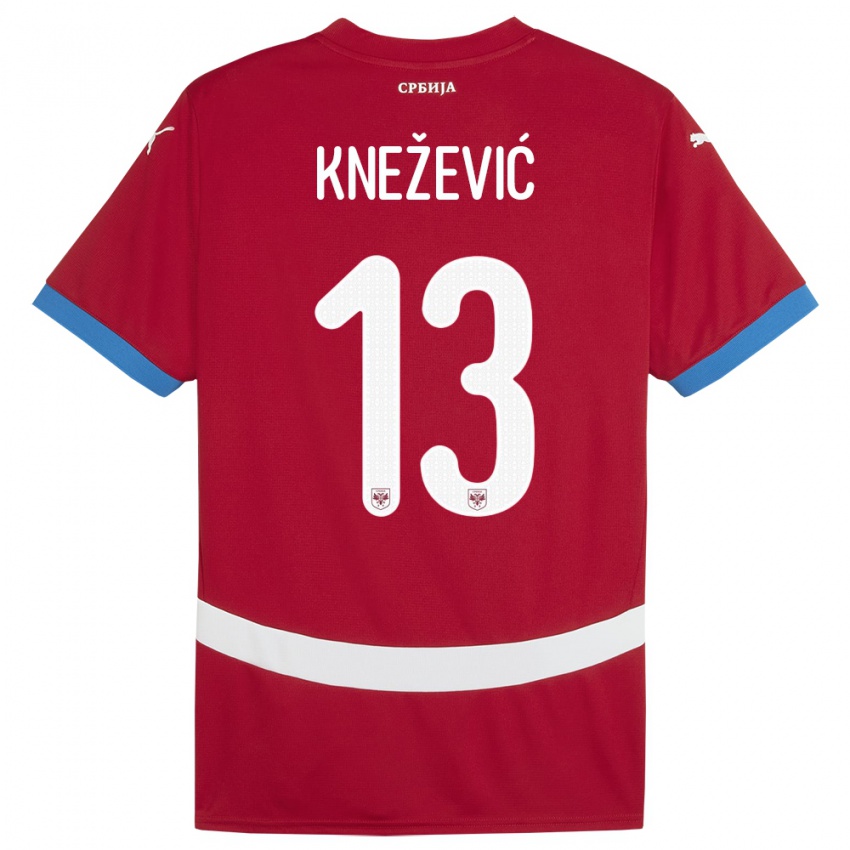 Enfant Maillot Serbie Milana Knezevic #13 Rouge Tenues Domicile 24-26 T-Shirt Suisse