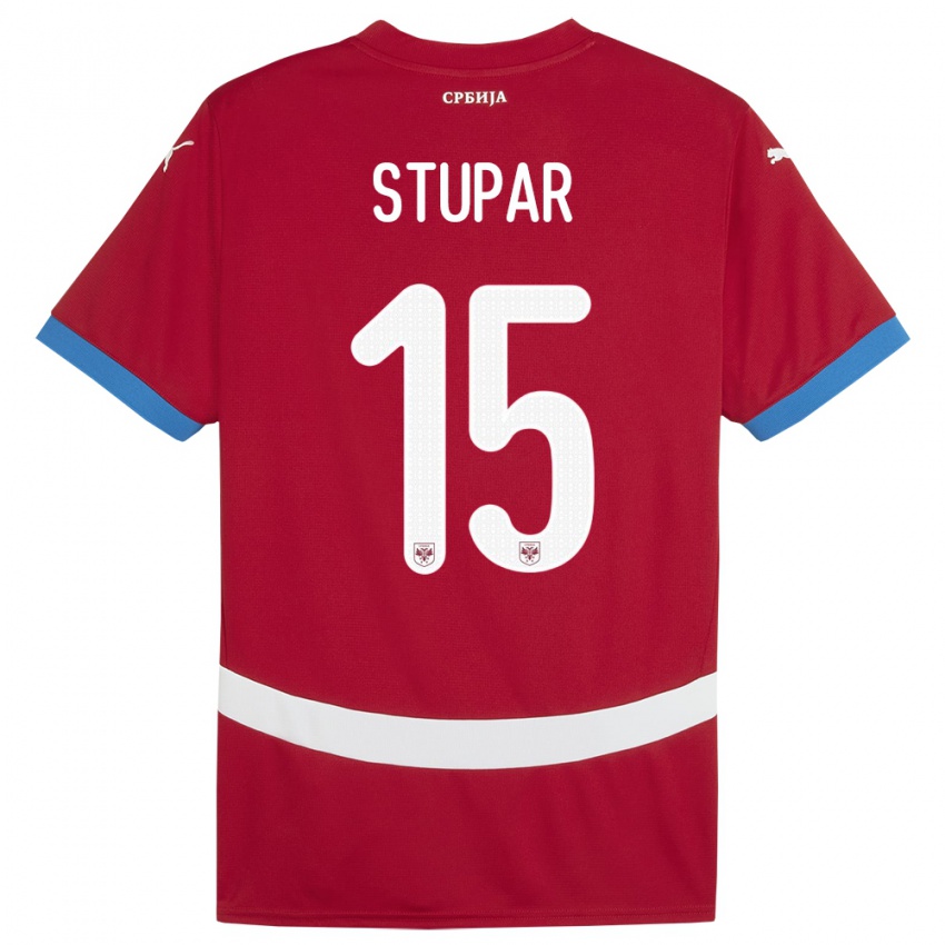 Enfant Maillot Serbie Zivana Stupar #15 Rouge Tenues Domicile 24-26 T-Shirt Suisse