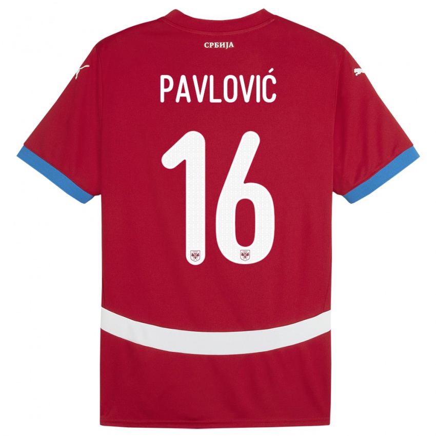 Kinder Serbien Sara Pavlovic #16 Rot Heimtrikot Trikot 24-26 T-Shirt Schweiz