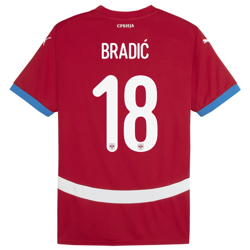 Enfant Maillot Serbie Biljana Bradic #18 Rouge Tenues Domicile 24-26 T-Shirt Suisse