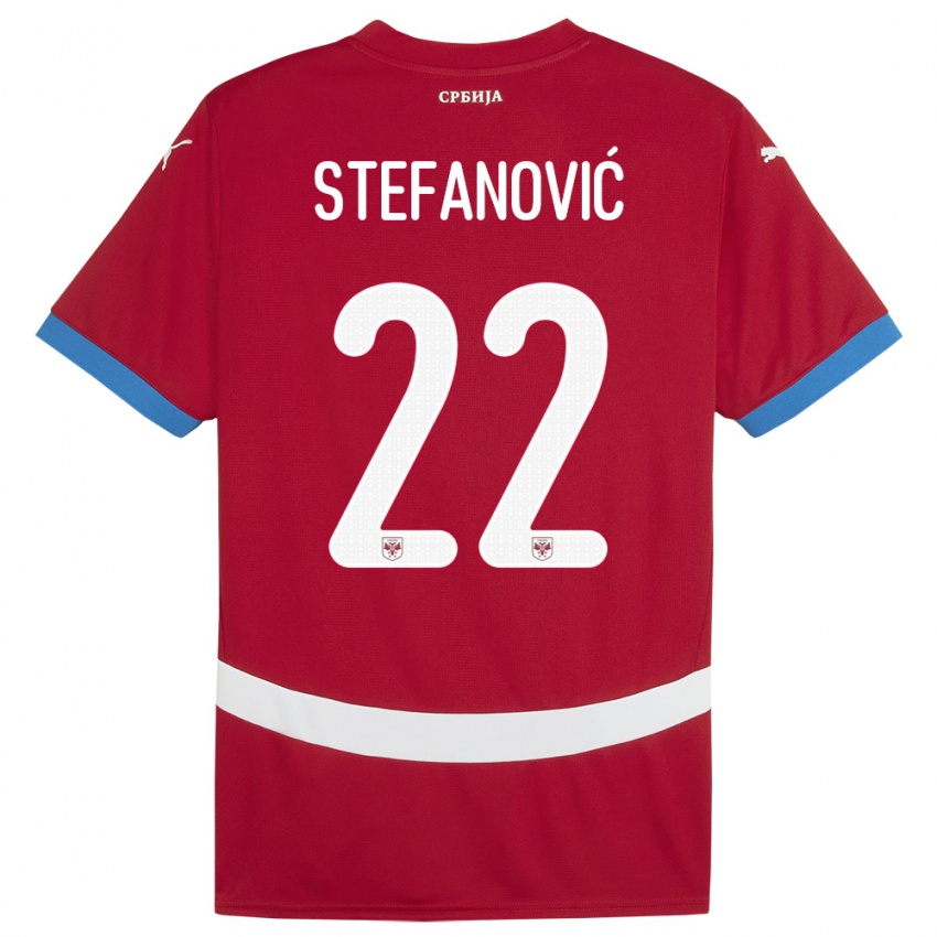 Enfant Maillot Serbie Dejana Stefanovic #22 Rouge Tenues Domicile 24-26 T-Shirt Suisse