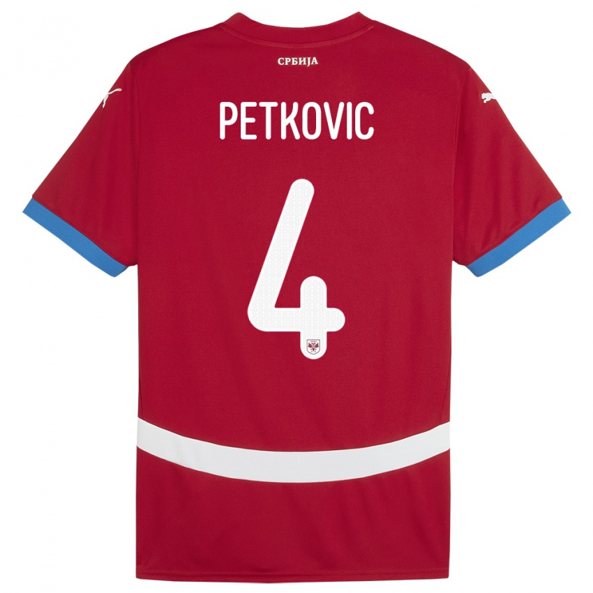 Kinder Serbien Nikola Petkovic #4 Rot Heimtrikot Trikot 24-26 T-Shirt Schweiz