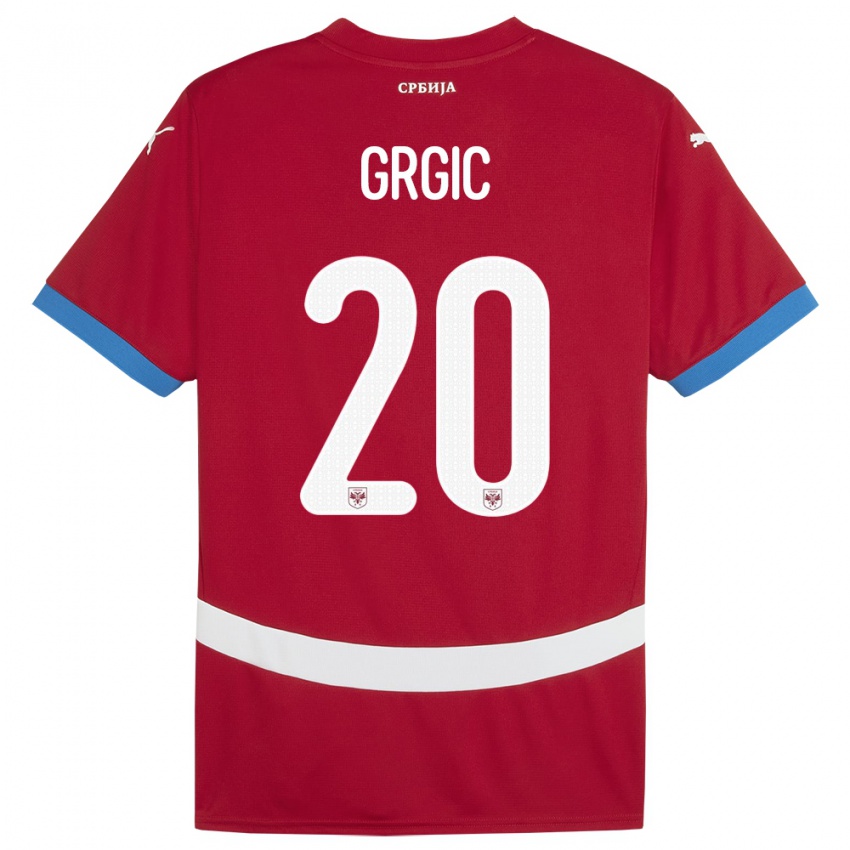 Enfant Maillot Serbie Dario Grgic #20 Rouge Tenues Domicile 24-26 T-Shirt Suisse